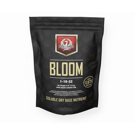 House & Garden Bloom Hydroponic Fertilizer, 5 lb, NPK 1-18-32, Soluble Dry Base Nutrient for Flowering Phase