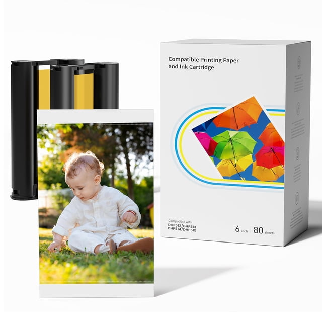 Papel fotográfico y cartucho de tinta COLORTY LP-80, 80 hojas de 4x6"