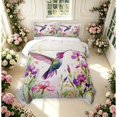 thumbnail image 2 of Erosebridal Vintage Hummingbird Quilt Full,Lovely Flower Full Bedspread Sets,White Purple,3pcs,1 Coverlet and 2 Pillowcases, 2 of 7