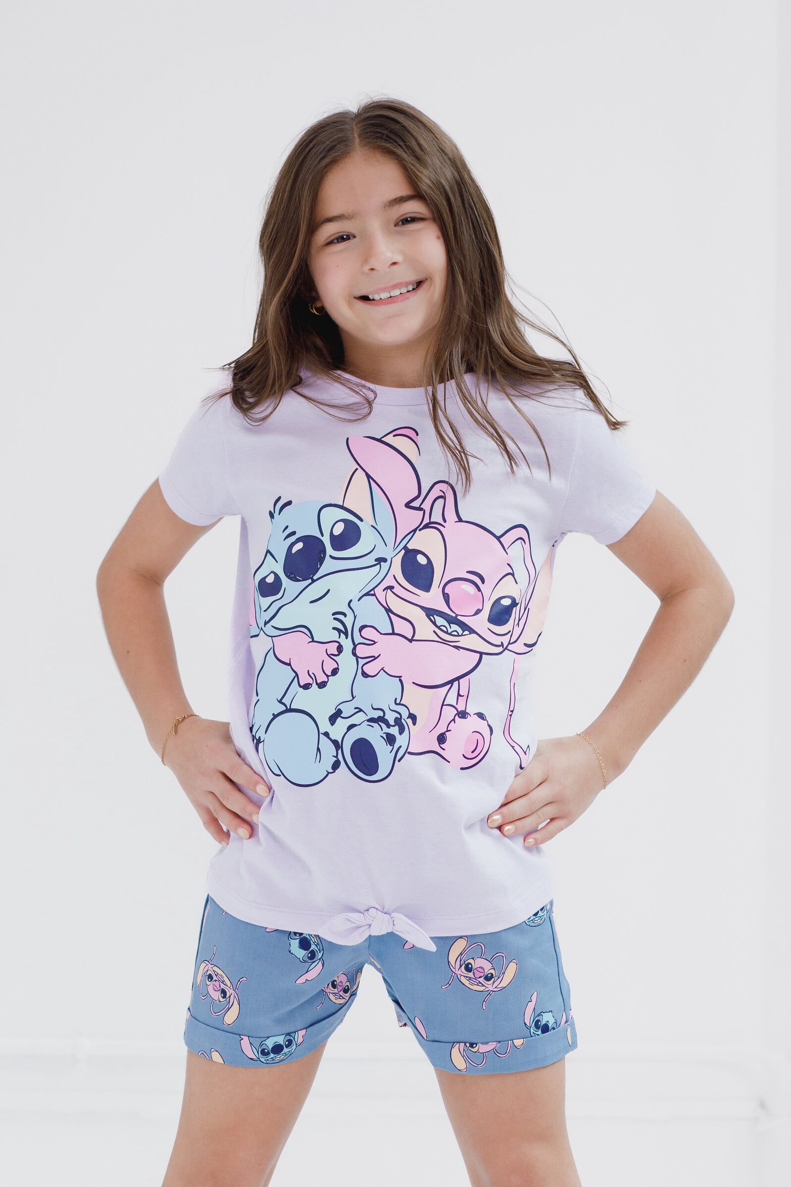 Disney Lilo & Stitch Angel T-Shirt and Chambray Shorts Outfit Set Little Kid to Big Kid