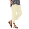 thumbnail image 3 of SwiftWear Women's Cotton Linen Straight Leg Pants Elastic Waist Casual Ankle Cropped Trousers with Pockets Stretch Pull On Comfy Pants, 3 of 9
