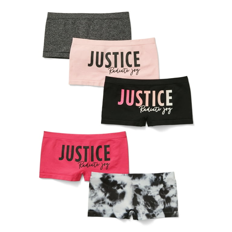 Justice Girls Boyshort Underwear, 5-Pack, Sizes 6-16