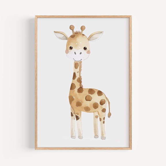 Whimsical Giraffe Poster: Adorable Pastel Nursery Wall Art For ' Room Decor, Unframed Canvas Size 8x12