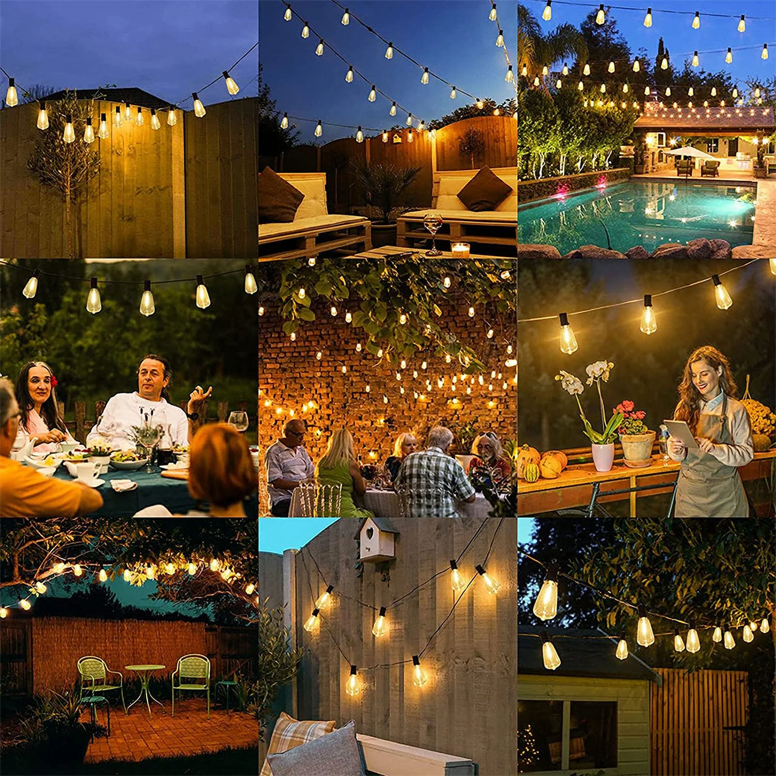 DAYBETTER Outdoor String Lights, 120FT Patio String Lights with 30 Shatterproof ST38 Bulbs, Waterproof Hanging Lights for Backyard, Garden, Wedding Decor