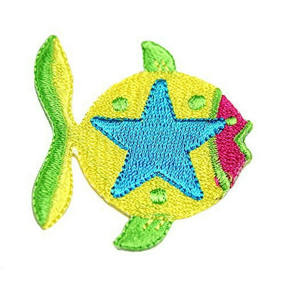 Altotux 2" X 2" Fish with Star Self Adhesive Iron On Applique Patch