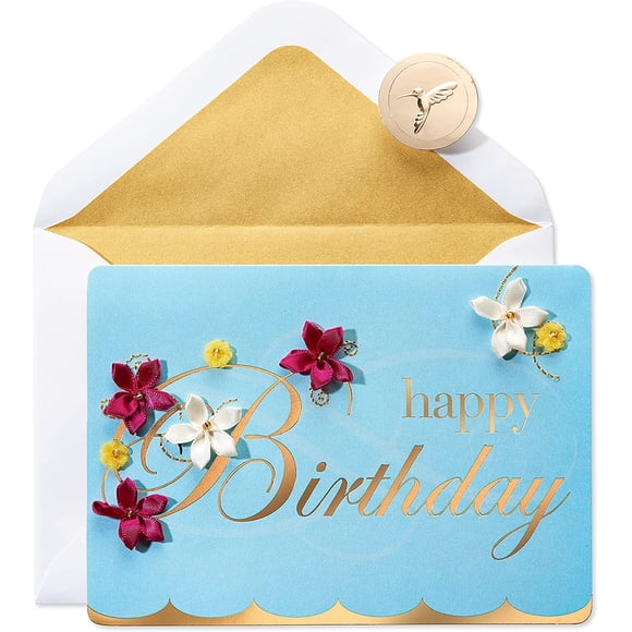 Papyrus Birthday Card (Embroidered Flower)
