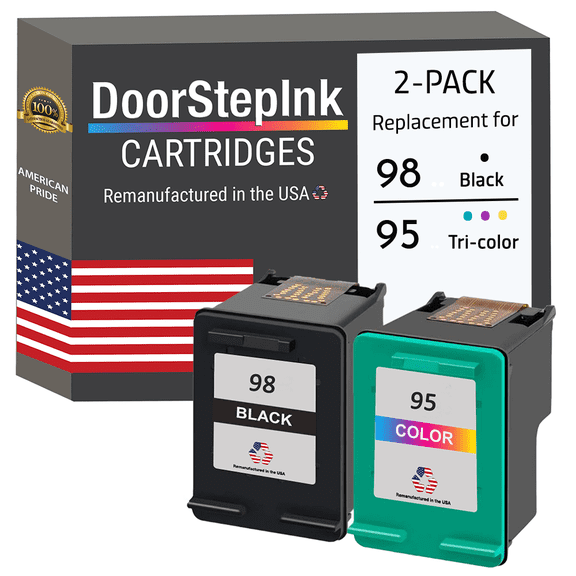 Remanufactured DoorStepInk High Yield Ink Cartridge for HP 98 Black and 95 Tri-Color