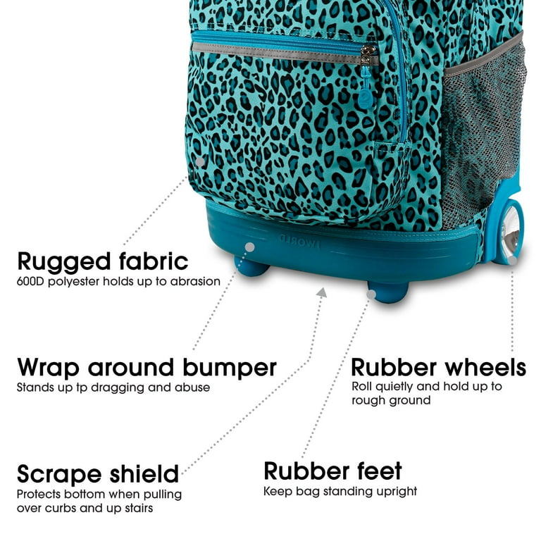 J World Girls Sunrise 18 Rolling Backpack for School and Travel, Mint  Leopard - Walmart.com