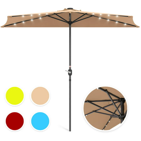 Best Choice Products 8.5ft Solar LED Half Patio Umbrella w/ Crank -