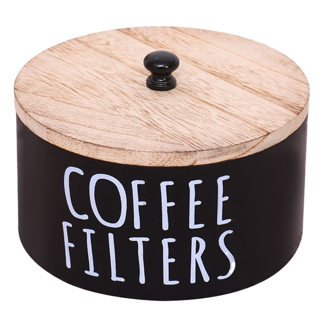 Large Capacity Wooden Coffee Holder Dispenser With Lid And Included Organizer Storage Container For Accessories