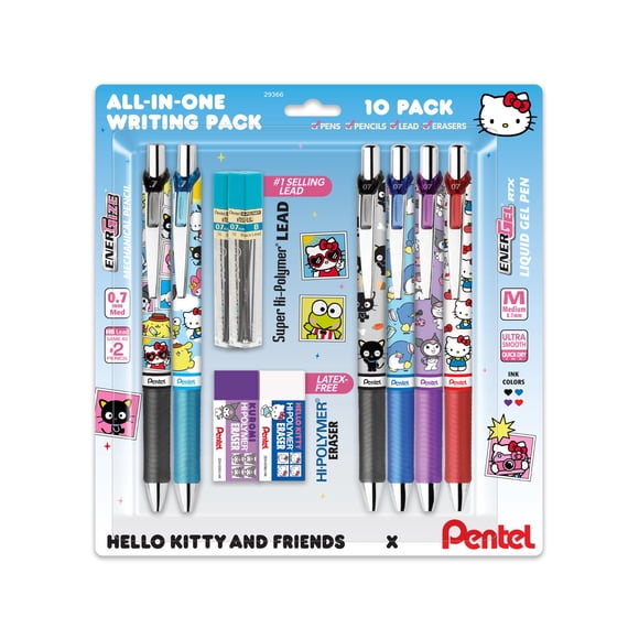 Pentel Writing Essentials Pack de 10 con Bolígrafos de Gel Hello Kitty