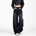 thumbnail image 2 of LWavelet Womens Paneled Wide Leg Jeans High Waisted Daily Casual Denim Pants Black S, 2 of 5