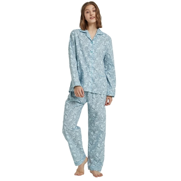 GLOBAL Womens 100% Cotton Pajamas Set Womens PJs Drawstring Sleepwear for Women,S-XXL
