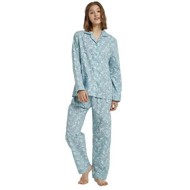GLOBAL Pyjama 100 % Coton pour Femmes, Ensemble de Pyjamas pour Femmes, Cordon de Serrage, Tenue de Nuit pour Femmes, P-TTG