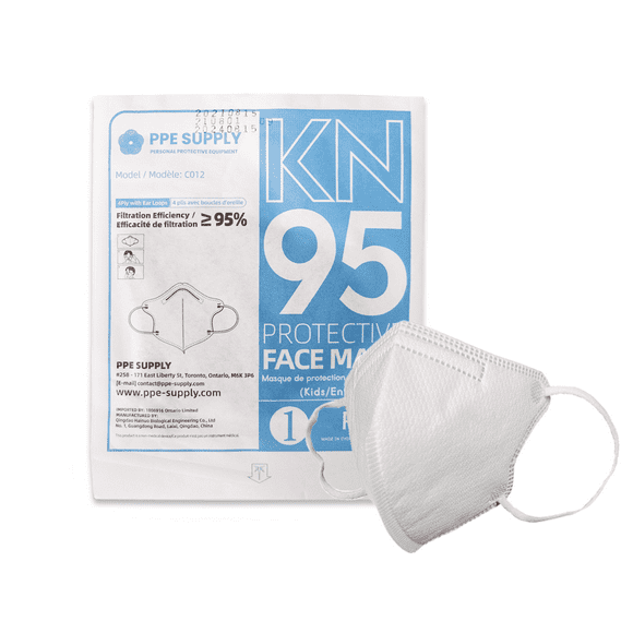 Masque Respiratoire Blanc KN95 pour Enfants Scellé Individuellement (Forme de Cône)
