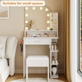 thumbnail image 5 of Vanity Set with Mirror and Lights, Small Makeup Vanity Desk with Stool, Charging Station, 26.4" Compact White Vanity for Small Spaces, 3 Color Lighting Modes, 5 of 9