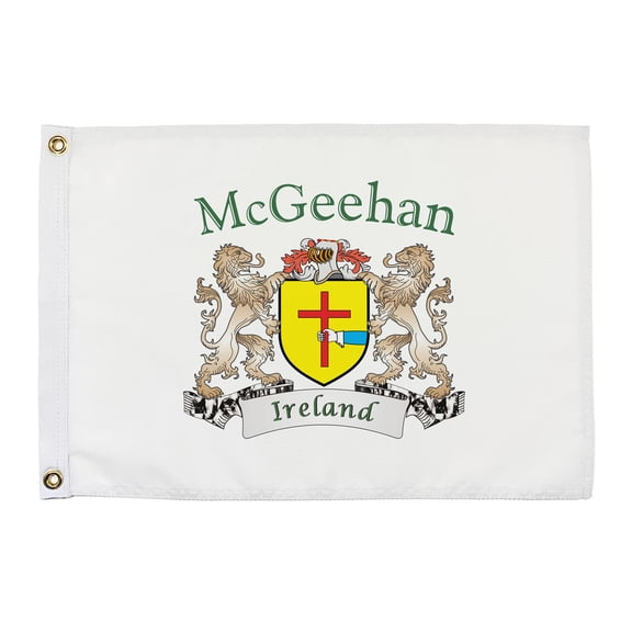 McGeehan Irish Coat of Arms Small White Flag - 16"x10.5" inches