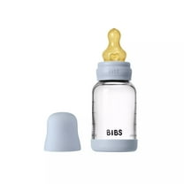 BIBS Glass Baby Bottle with Slow Flow Latex Nipple, 4 oz, Baby Blue, 1 Each