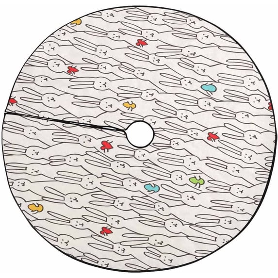 FMSHPON Easter Rabbits Bunny Easter Eggs Xmas Christmas Tree Skirt Stand Mat for Holiday Party Decoration Indoor Outdoor 48 inches