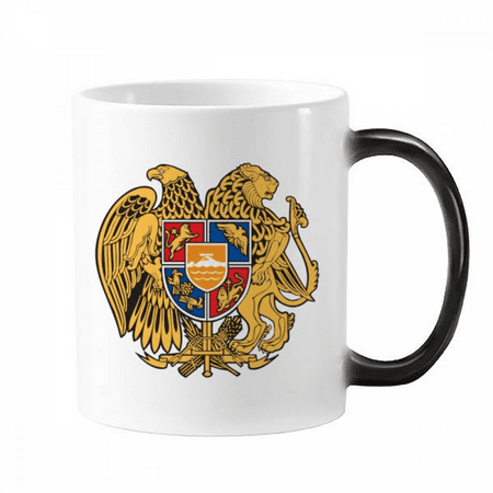 

Yerevan Armenia National Emblem Changing Color Mug Morphing Heat Sensitive Cup With Handles 350 ml