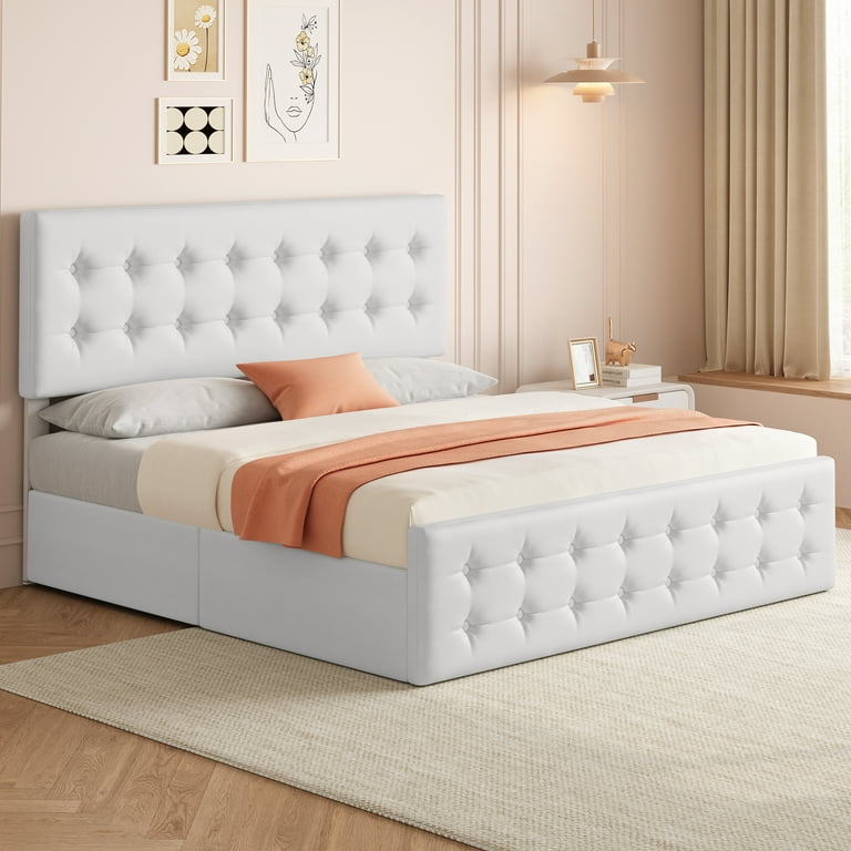 WhizMax King Bed with Headboard - Velvet Upholstery, Gold