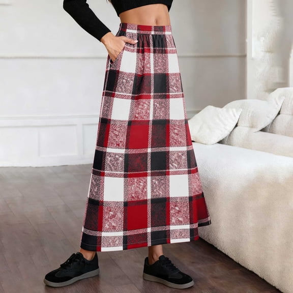 Roncen Women's Plaid Skirt High Waisted Bodycon Pencil Mini Midi Skirts 2026 Spring Winter A Line Wool Skirt