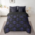 thumbnail image 2 of jejeloiu Spooky Skeleton 7-Piece Bedding Comforter Set,Blue Flower Floral King Bedding Sets For Men Women Reversible, 2 of 8