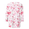 thumbnail image 5 of Women's Plus Size T Shirts Valentines Cute Heart Print 3/4 Length Sleeve Crewneck Tees Summer Tops, 5 of 5