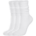 thumbnail image 1 of Calcetines COZYOFFI para mujer, estilo scrunch, blancos, media caña, algodón, 1 of 6