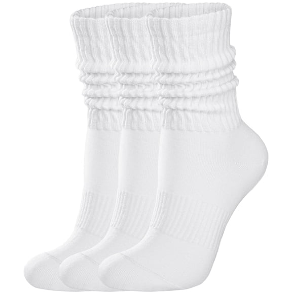 Calcetines COZYOFFI para mujer, estilo scrunch, blancos, media caña, algodón