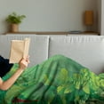 thumbnail image 3 of Green Leaf Soft Flannel Fleece Throw Blanket, Hawaiian Rainforest Tropical Climate Island Vegetation Foliage, Cozy Plush for Indoor and Outdoor Use, 70" x 90", Apple Green Jade Green, by Ambesonne, 3 of 5
