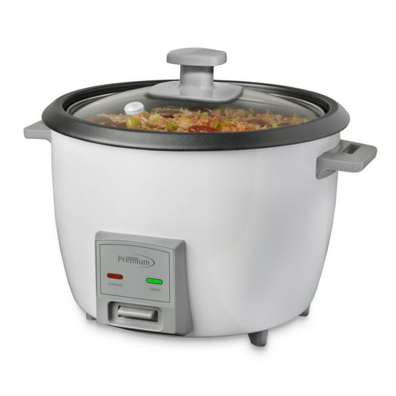 Premium 12-Cup Electric Rice Cooker, White - Non-Stick Pot, Keep Warm Function
