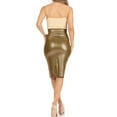 thumbnail image 3 of Women's Solid Faux Leather Knee Length Bodycon Pencil Skirt, 3 of 7