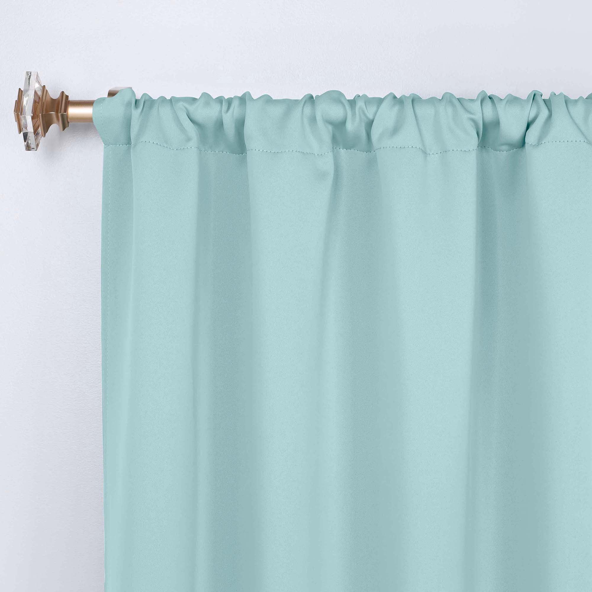 Superior Blackout Solid Light Filtering Rod pocket Curtain Panel Set, 36" x 84", Green Lily