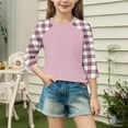 thumbnail image 5 of LJEFF Girl 3/4 Sleeve T-Shirt, Crew Neck Checkered Casual Spring Casual Tops for Girls Hot Pink Size 6, 5 of 7