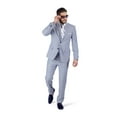 thumbnail image 5 of Slim Fit Men Suit Micro Textured Weave 2 Button Notch Collar AZAR 11812 (44 Short Stone Silver Blue 3 Piece Vested), 5 of 6