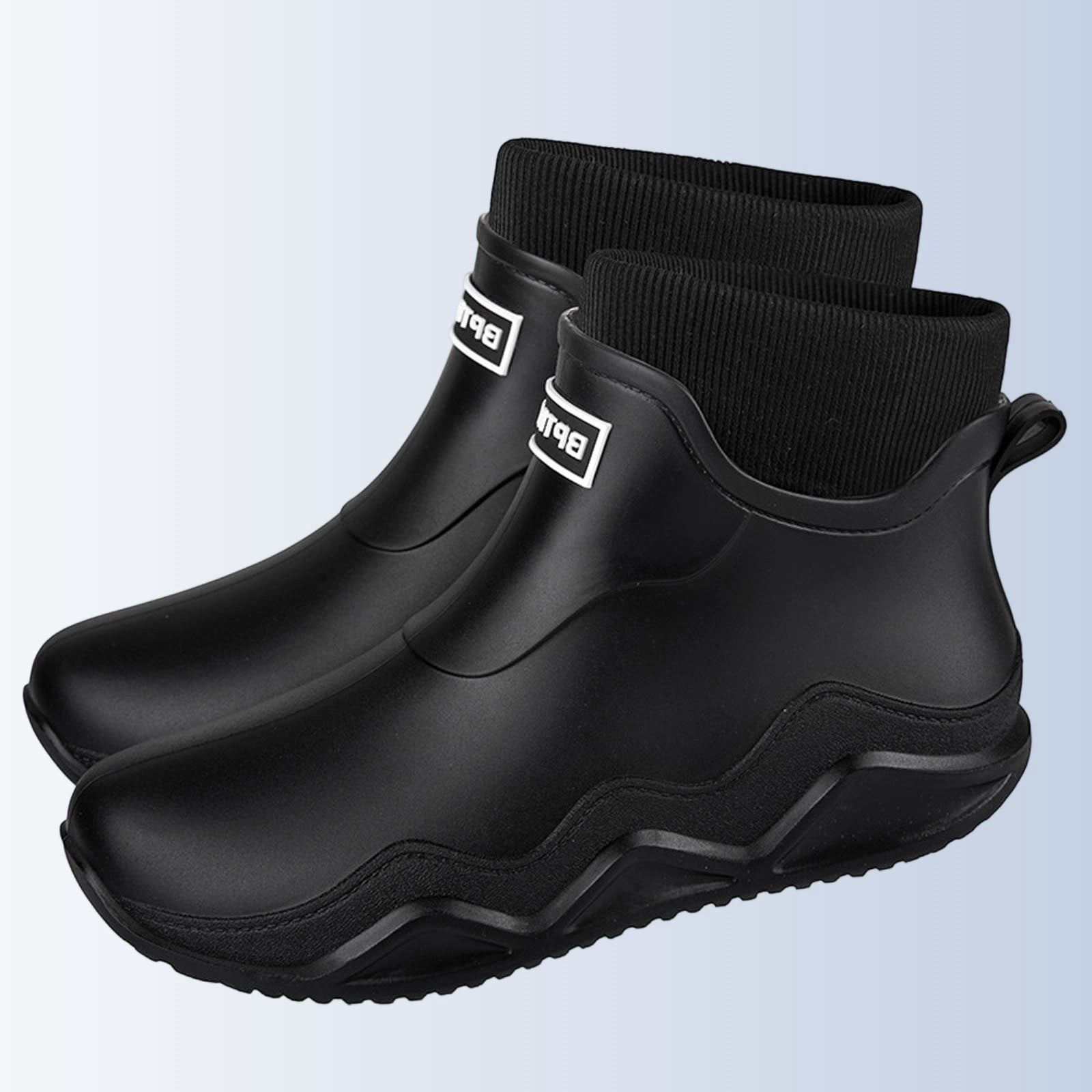 Black Womens Rain Boots Water Shoes Low Top Rubber Sole Casual Outdoor Indoor Non Slip Shoes With Letter Design And Warm Lined For Cold Weather Size 42