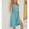 thumbnail image 4 of Defitshape Women's Midi Dresses Sexy Sleeveless Sundress Side Split Summer Date Night Fall Spring High Waist Dress Peacock Blue X-Large, 4 of 4