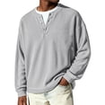 thumbnail image 2 of Nokdvo Mens Long Sleeve Waffle Shirts Lightweight 1/4 Button Up Henley Casual Shirt Fall Winter Textured Solid Color Loose Sweaters,Light Gray 3XL, 2 of 9