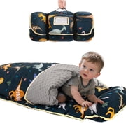Primlect Toddler Nap Mat, Thickened Extra Large Sleeping Bag with Removable Pillow, 55" x 22" Sleeping Mat, for Daycare, Preschool, Kindergarten