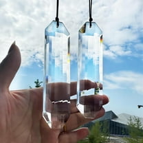Set 2 Crystal Suncatchers, 120mm Large Prism Sun Catchers Windows Hanging Ornaments Rainbow Maker Pendant Indoor Outdoor Garden Decor,Clear
