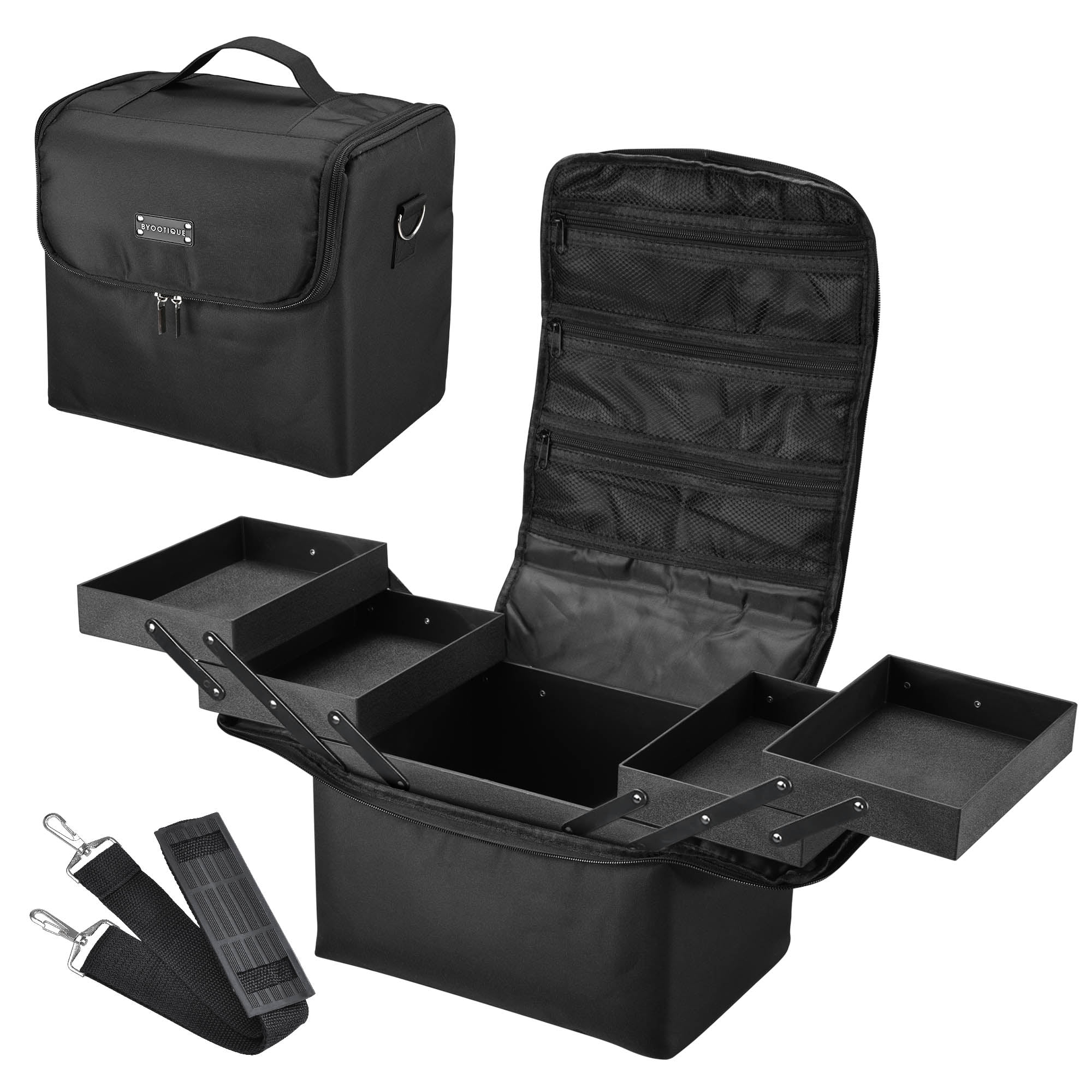 Byootique Soft Makeup Train Bag Case 210D Pockets Artist Cosmetic