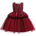 thumbnail image 2 of BONIXOOM Toddler Prom Dresses 2024 Crew Neck Tab Sleeveless Gown Casual Ball Gown Printed Wine Summer Dresses size 6-7 Years, 2 of 9