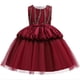 thumbnail image 1 of Vestido Para Niñas, Ropa Para Niñas Pequeñas, Color Sólido, Bordado De Hojas, Hilo De Red, Lazo, Fiesta De Cumpleaños, Vestido De Flores, Vestidos Para Niños, Borgoña Odeerbi LM103-8833, 1 of 9