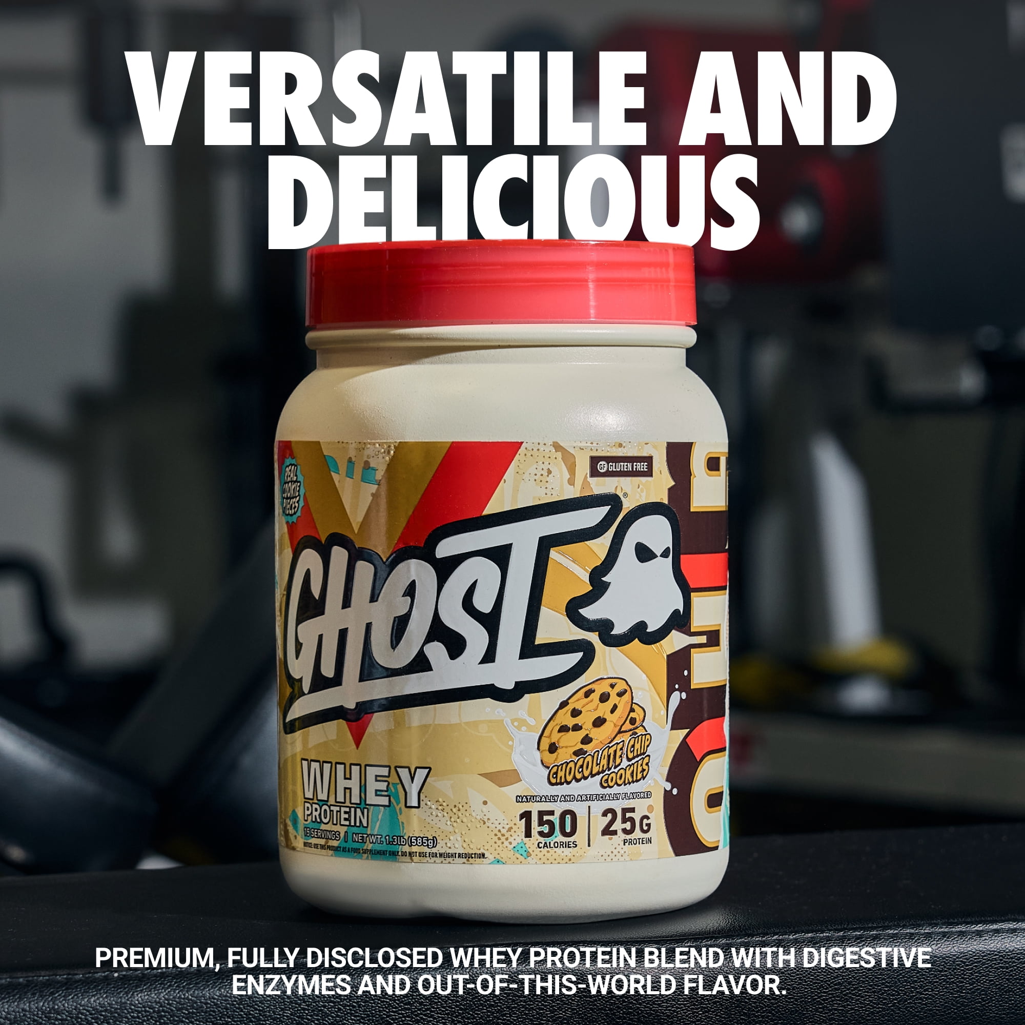 GHOST Whey Protein Powder, 25g Protein, Chocolate Chip Cookie, 1.3lb, 15 Servings