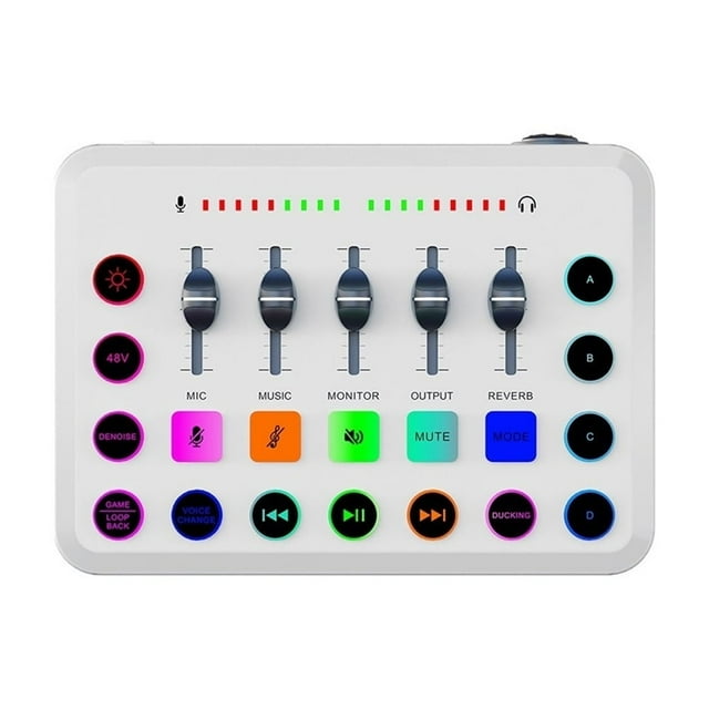 Live Sound Card 5-Channel Mixer Sound Card Mixer Professional Studio for Game Voice Podcast Live