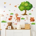 thumbnail image 3 of Woodland Animals Wall Stickers Deer Decals Squirrel Wall Decal Stickers Vinyl Butterfly Wall Art Tree Decor Hand Painted Birds Art Sticker for Room Baby Nursery Wall Decor, 3 of 8