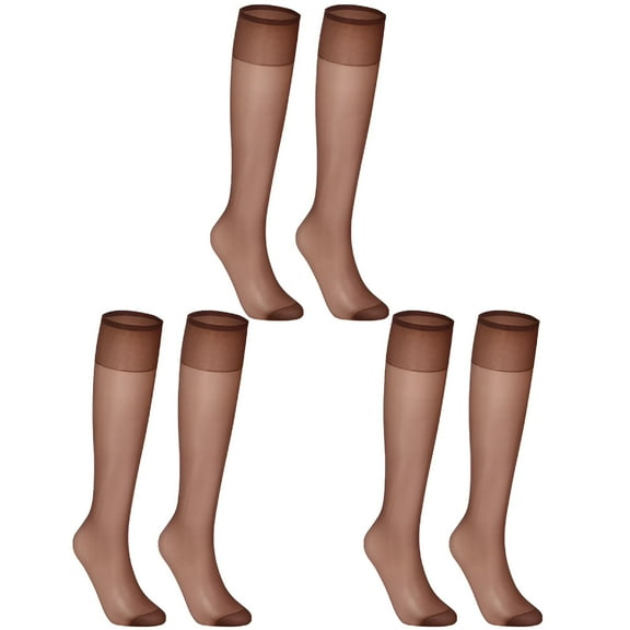 TELOLY Knee High Stockings for Women 5 Pairs of Women'S Silk Thigh High Socks Nylon Socks for Women Costume Party Tights Knee High Socks for Women Coffee