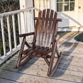 thumbnail image 2 of Tcbosik Wooden Rocking Chair for Outdoor, Rocker for Porch, Lawn, Patio, Garden, Balcony, Backyard, Brown, 2 of 8