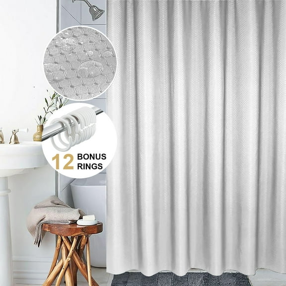 Simperf Bathroom Shower Curtains, Shower Curtain and Liner Set with 12 Hooks, Waterproof Bathroom Curtain, Machine-Washable 190GSM Heavy Duty Shower Curtain Liners, Bathroom Accessories, 72x72"